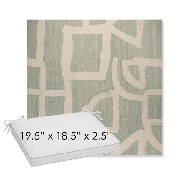Picture of Brushstroke Duckegg | Sunbrella® 19.5" x 18.5" Outdoor Dining Cushion
