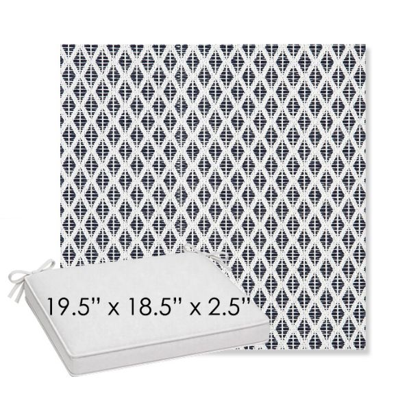 Picture of Detail Navy | Sunbrella® 19.5" x 18.5" Outdoor Dining Cushion