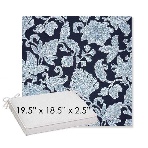 Picture of Floral Song Navy | Sunbrella® 19.5" x 18.5" Outdoor Dining Cushion