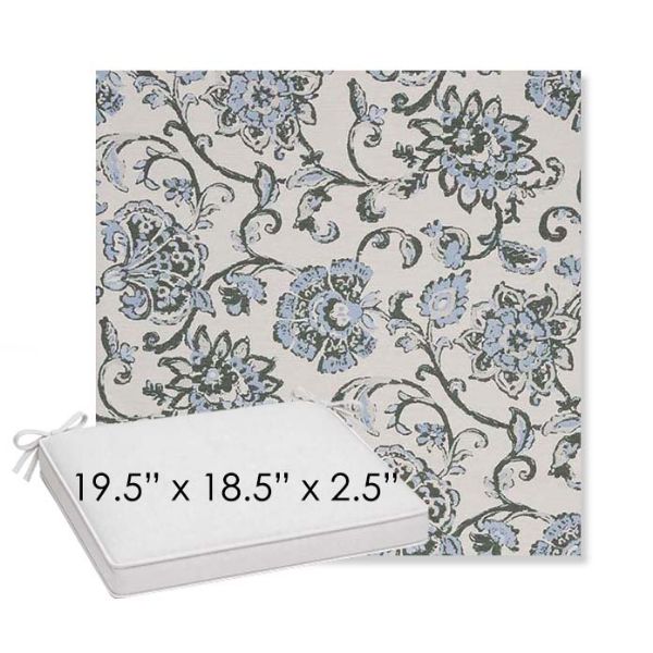 Picture of Martha Floral Periwinkle | Sunbrella® 19.5" x 18.5" Outdoor Dining Cushion