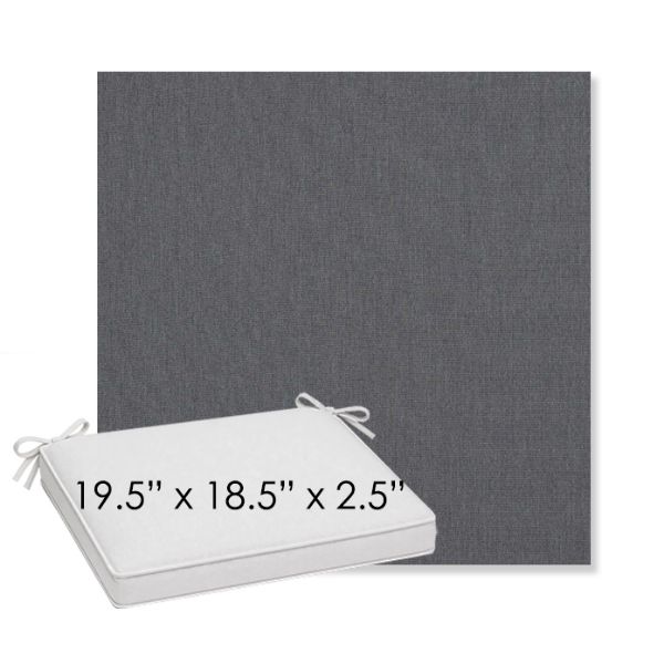 Picture of Natte Charcoal Chine | Sunbrella® 19.5" x 18.5" Outdoor Dining Cushion