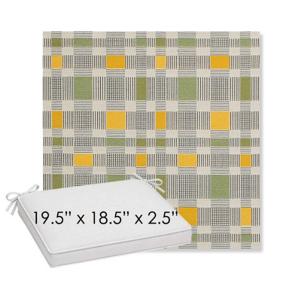 Picture of Rubix Lemon Lime | Sunbrella® 19.5" x 18.5" Outdoor Dining Cushion