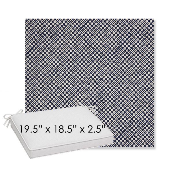 Picture of Shibori Indigo | Sunbrella® 19.5" x 18.5" Outdoor Dining Cushion