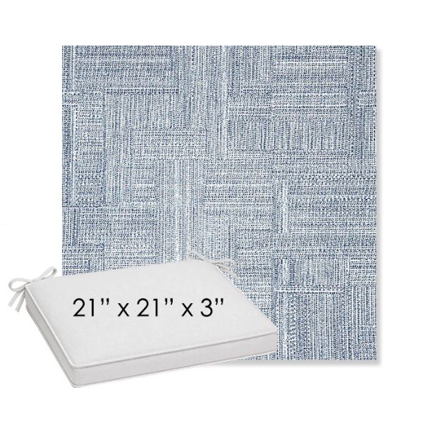 Picture of Boro Indigo | Sunbrella® 21" x 21" x 3" Outdoor Dining Cushion