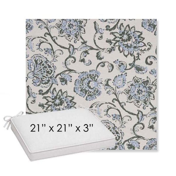 Picture of Martha Floral Periwinkle | Sunbrella® 21" x 21" x 3" Outdoor Dining Cushion