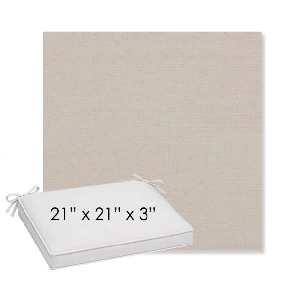 Picture of Natte Linen Chalk | Sunbrella® 21" x 21" x 3" Outdoor Dining Cushion