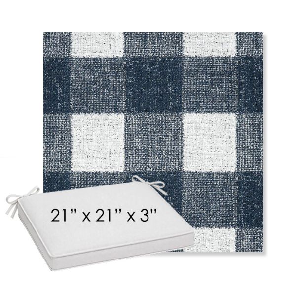 Picture of Preso Indigo | Sunbrella® 21" x 21" x 3" Outdoor Dining Cushion