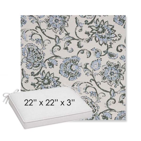 Picture of Martha Floral Periwinkle | Sunbrella® 22" x 22" x 3" Outdoor Dining Cushion