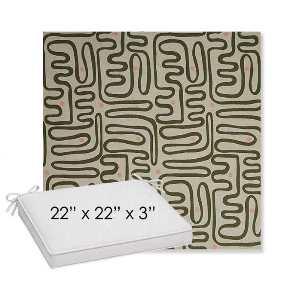 Picture of Nema Sagebrush | Sunbrella® 22" x 22" x 3" Outdoor Dining Cushion