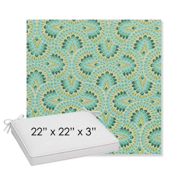 Picture of Plume Peacock | Sunbrella® 22" x 22" x 3" Outdoor Dining Cushion
