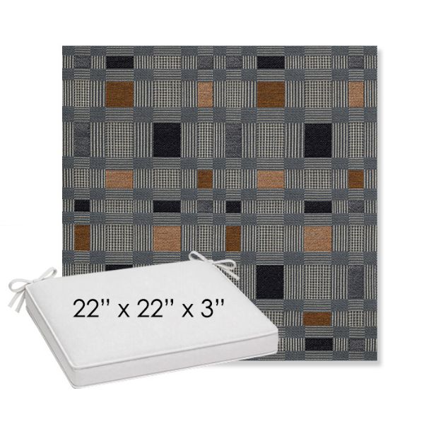 Picture of Rubix Vintage Denim | Sunbrella® 22" x 22" x 3" Outdoor Dining Cushion