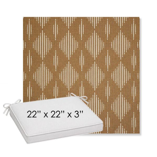 Picture of Spinner Diamond Teak | Sunbrella® 22" x 22" x 3" Outdoor Dining Cushion