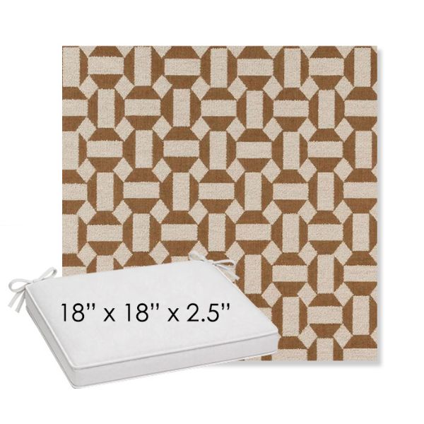 Picture of Assemble Teak | Sunbrella® 18" x 18" x 2.5" Outdoor Dining Cushion