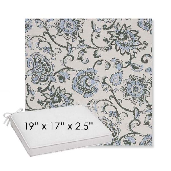 Picture of Martha Floral Periwinkle | Sunbrella® 19" x 17" x 3" Outdoor Dining Cushion