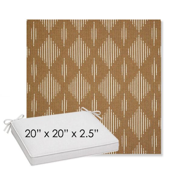 Picture of Spinner Diamond Teak | Sunbrella® 20" x 20" x 3" Outdoor Dining Cushion