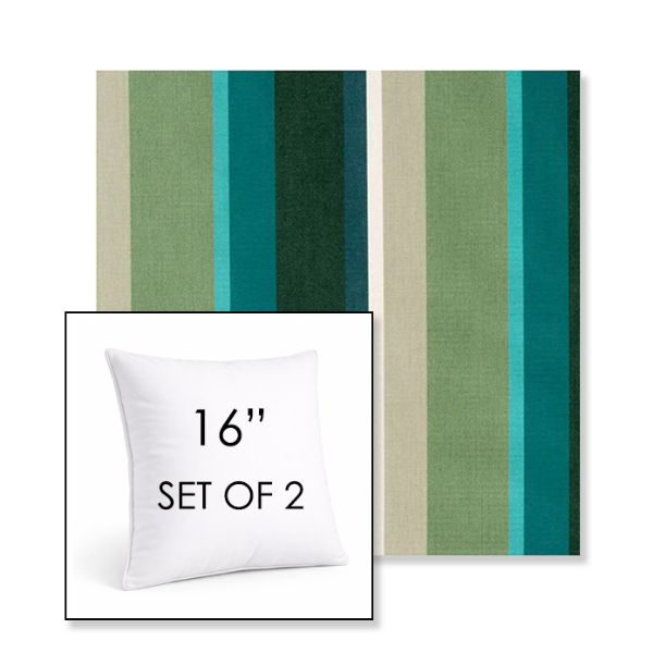Picture of Beaming Lagoon | Set of 2 | Sunbrella 16" Square Outdoor Throw Pillows with Premium Inserts