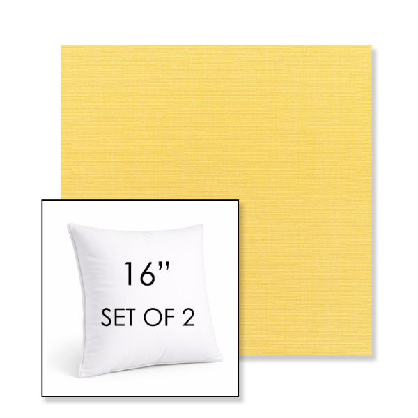 Picture of Canvas Buttercup | Set of 2 | Sunbrella 16" Square Outdoor Throw Pillows with Premium Inserts