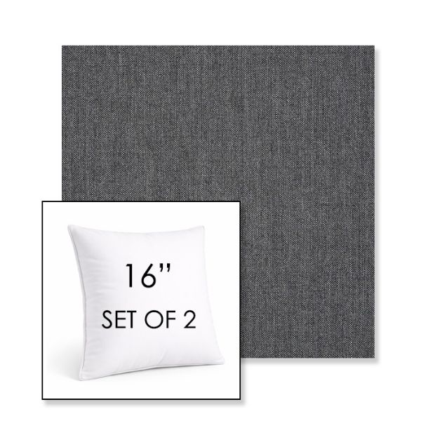 Picture of Cast Charcoal | Set of 2 | Sunbrella 16" Square Outdoor Throw Pillows with Premium Inserts