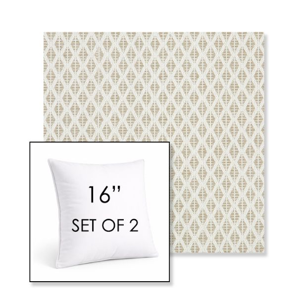 Picture of Detail Linen | Set of 2 | Sunbrella 16" Square Outdoor Throw Pillows with Premium Inserts