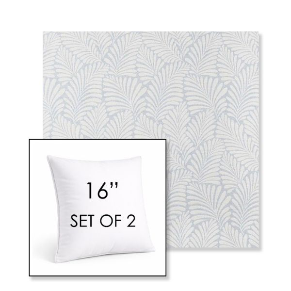 Picture of Frond Sky | Set of 2 | Sunbrella 16" Square Outdoor Throw Pillows with Premium Inserts