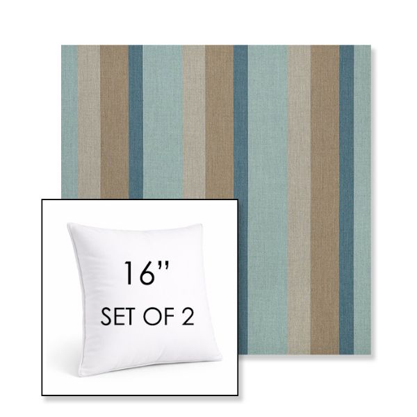 Picture of Gateway Mist | Set of 2 | Sunbrella 16" Square Outdoor Throw Pillows with Premium Inserts