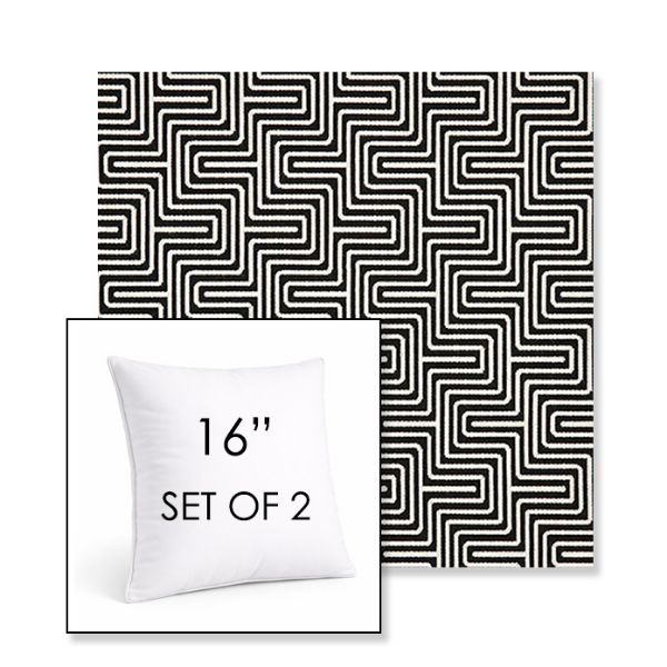 Picture of Key Figure Onyx | Set of 2 | Sunbrella 16" Square Outdoor Throw Pillows with Premium Inserts