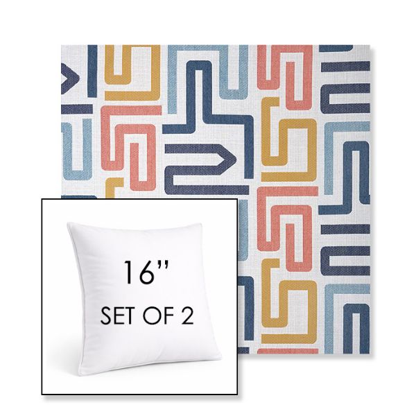 Picture of Labyrinth Fiesta | Set of 2 | Sunbrella 16" Square Outdoor Throw Pillows with Premium Inserts