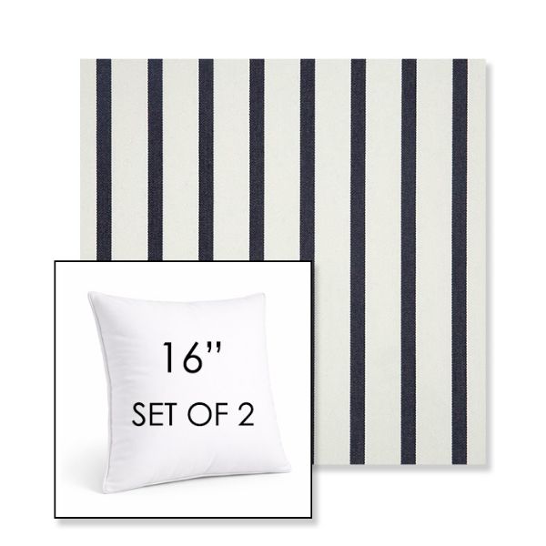 Picture of Lido Indigo | Set of 2 | Sunbrella 16" Square Outdoor Throw Pillows with Premium Inserts