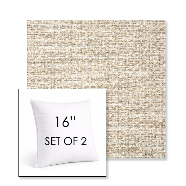Picture of Litchfield Sand | Set of 2 | Sunbrella 16" Square Outdoor Throw Pillows with Premium Inserts