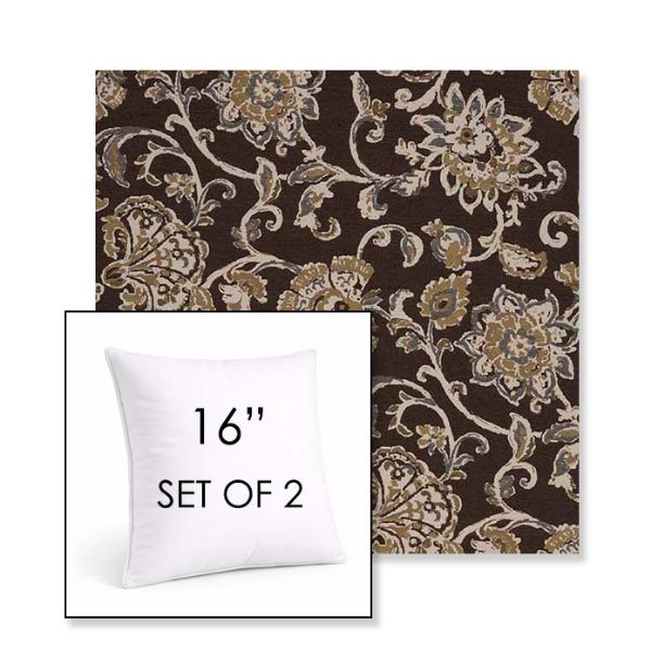 Picture of Martha Floral Garden Path | Set of 2 | Sunbrella 16" Square Outdoor Throw Pillows with Premium Inserts
