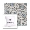 Picture of Martha Floral Periwinkle | Set of 2 | Sunbrella 16" Square Outdoor Throw Pillows with Premium Inserts