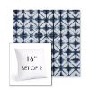 Picture of Midori Indigo | Set of 2 | Sunbrella 16" Square Outdoor Throw Pillows with Premium Inserts