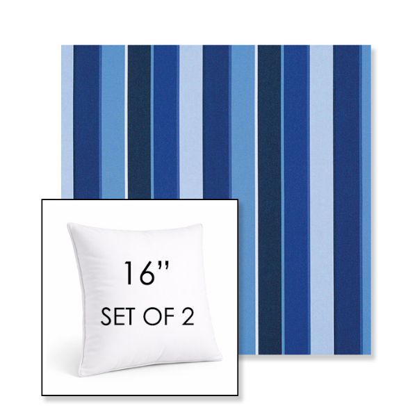 Picture of Milano Cobalt | Set of 2 | Sunbrella 16" Square Outdoor Throw Pillows with Premium Inserts