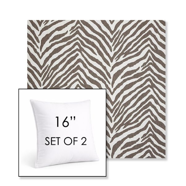 Picture of Namibia Grey | Set of 2 | Sunbrella 16" Square Outdoor Throw Pillows with Premium Inserts
