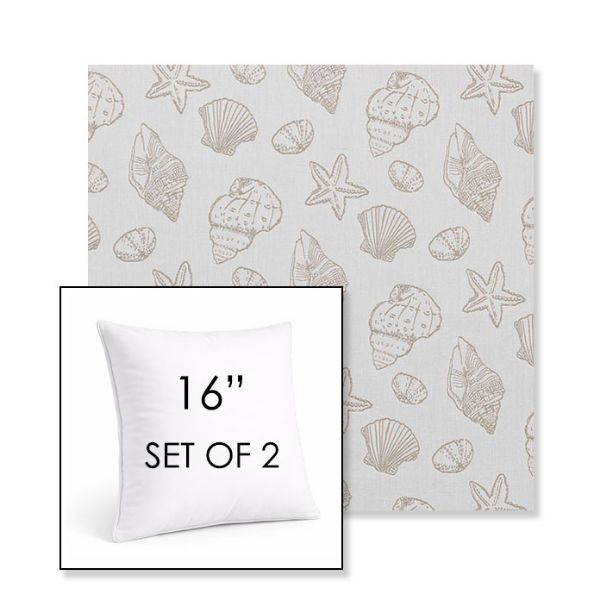 Picture of Nantucket Suntan | Set of 2 | Sunbrella 16" Square Outdoor Throw Pillows with Premium Inserts