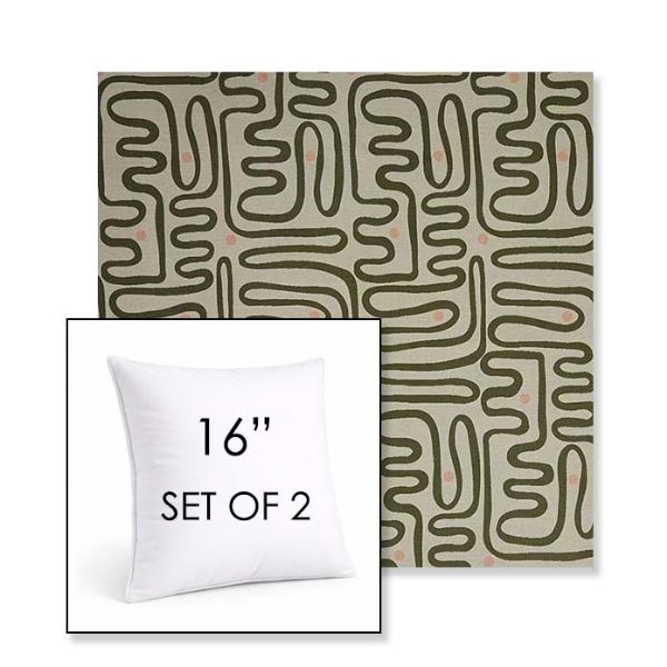 Picture of Nema Sagebrush | Set of 2 | Sunbrella 16" Square Outdoor Throw Pillows with Premium Inserts