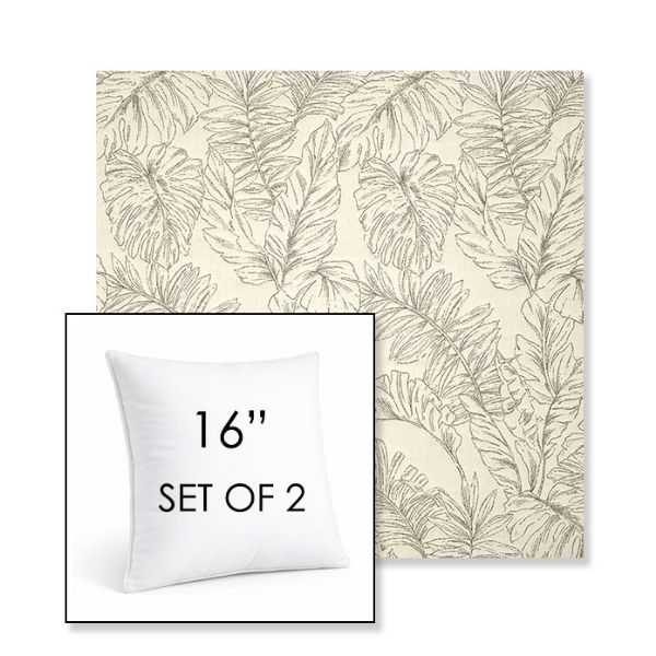 Picture of Palma Whitesand | Set of 2 | Sunbrella 16" Square Outdoor Throw Pillows with Premium Inserts