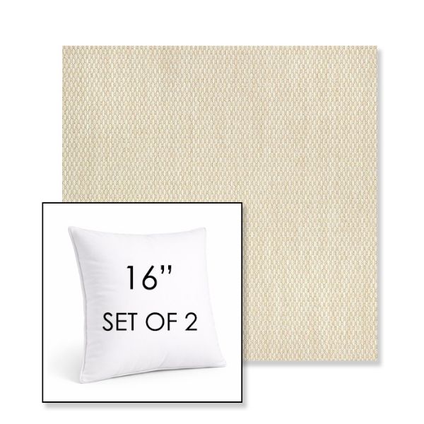 Picture of Pique Flax | Set of 2 | Sunbrella 16" Square Outdoor Throw Pillows with Premium Inserts