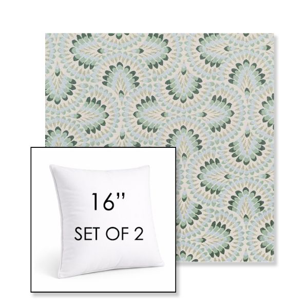 Picture of Plume Spring | Set of 2 | Sunbrella 16" Square Outdoor Throw Pillows with Premium Inserts