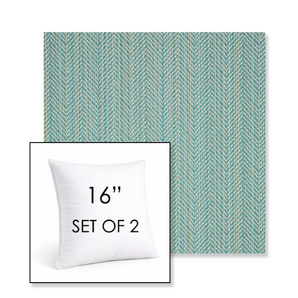 Picture of Posh Aqua | Set of 2 | Sunbrella 16" Square Outdoor Throw Pillows with Premium Inserts