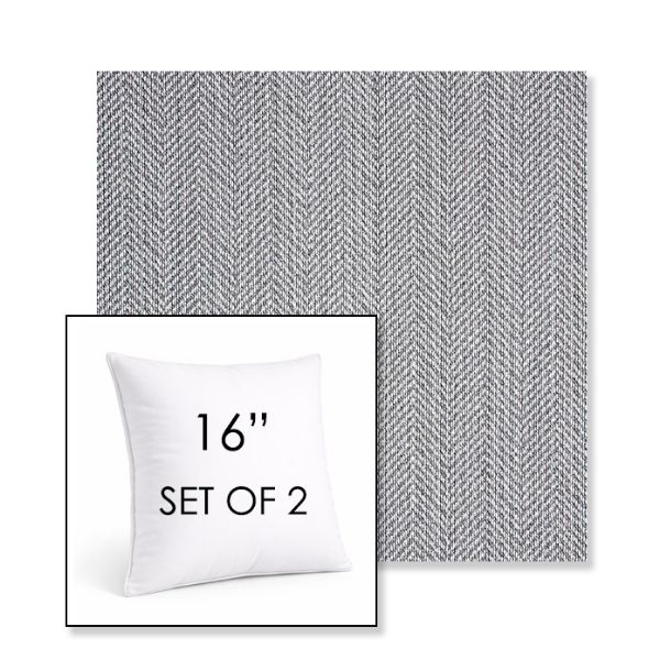 Picture of Posh Graphite | Set of 2 | Sunbrella 16" Square Outdoor Throw Pillows with Premium Inserts