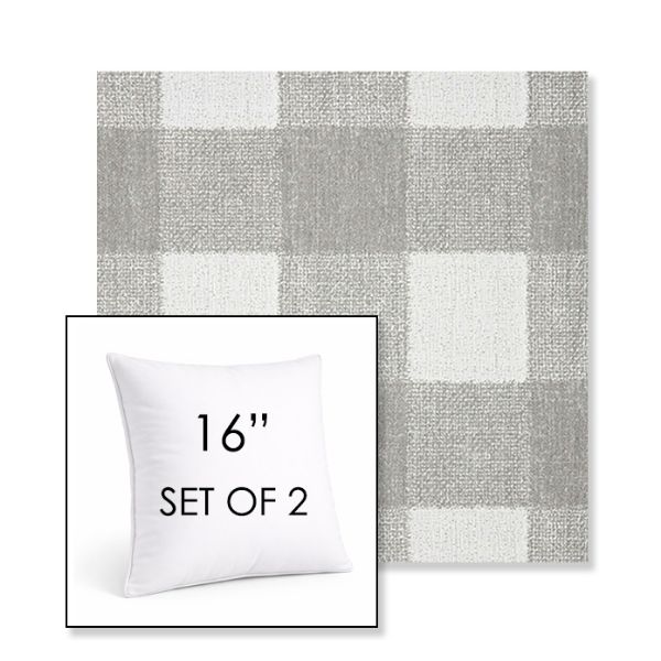 Picture of Preso Pebble | Set of 2 | Sunbrella 16" Square Outdoor Throw Pillows with Premium Inserts