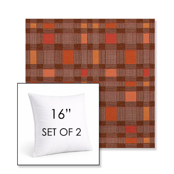 Picture of Rubix Spicy Melon | Set of 2 | Sunbrella 16" Square Outdoor Throw Pillows with Premium Inserts