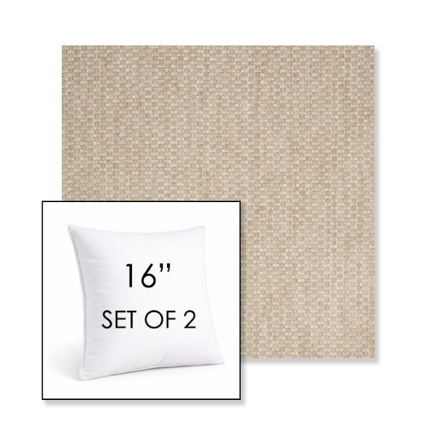 Picture of Tailored Putty | Set of 2 | Sunbrella 16" Square Outdoor Throw Pillows with Premium Inserts