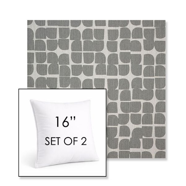Picture of Toggle Greystone | Set of 2 | Sunbrella 16" Square Outdoor Throw Pillows with Premium Inserts