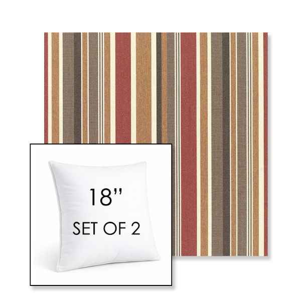 Picture of Brannon Redwood | Set of 2 | Sunbrella 18" Square Outdoor Throw Pillows with Premium Inserts