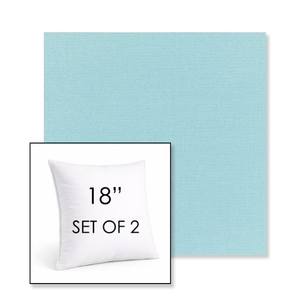 Picture of Canvas Mineral Blue | Set of 2 | Sunbrella 18" Square Outdoor Throw Pillows with Premium Inserts