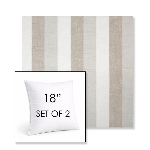 Picture of Direction Linen | Set of 2 | Sunbrella 18" Square Outdoor Throw Pillows with Premium Inserts