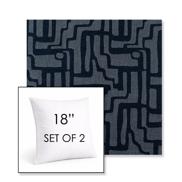 Picture of Escher Indigo | Set of 2 | Sunbrella 18" Square Outdoor Throw Pillows with Premium Inserts