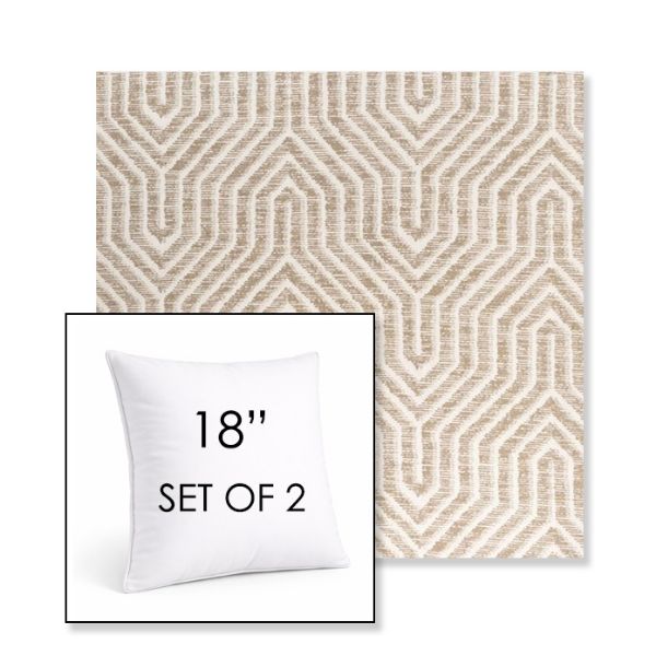Picture of Etna Dune | Set of 2 | Sunbrella 18" Square Outdoor Throw Pillows with Premium Inserts